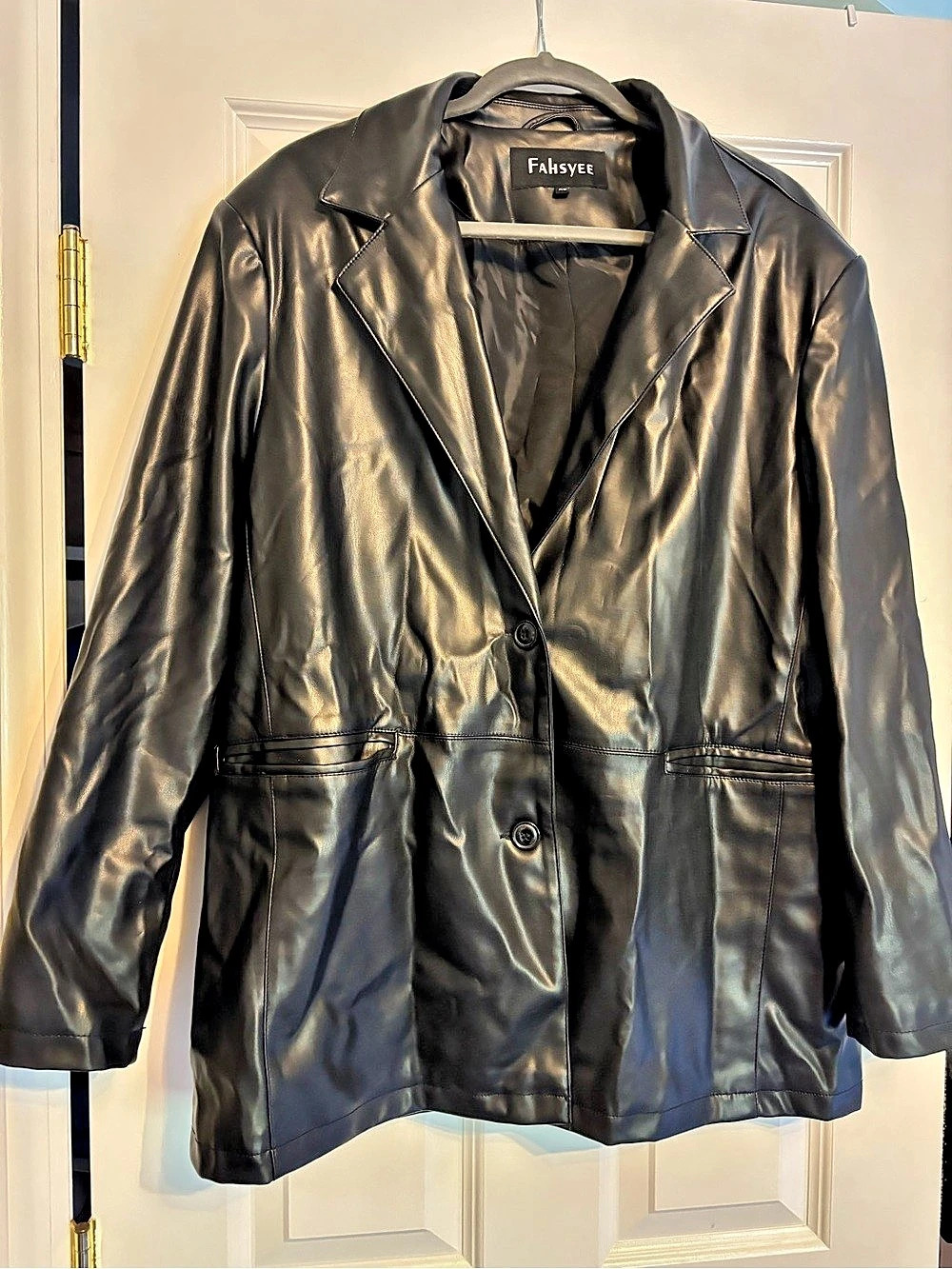Fahlysee Black Leather-Look Jacket Size XL Like New